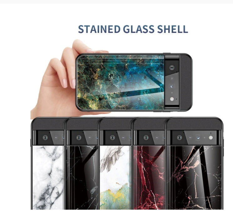 For Google Pixel 6 Pro Case Shockproof Marble Temepered Glass Luxury Case Cover