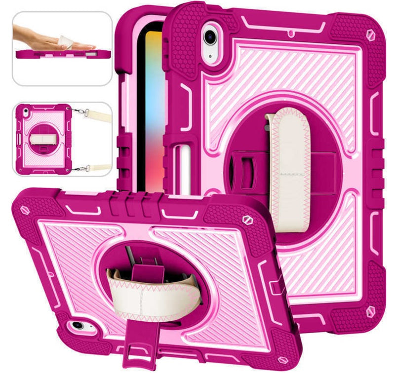 iPad 10th Gen 10.9 2022 Kids Shockproof Stand Case Protective Cover w/ Strap