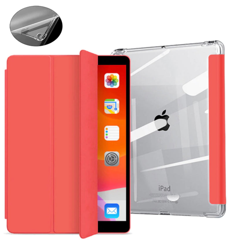 For iPad 8th Gen 10.2 inch 2020 Smart Leather Clear Folding Stand Case Cover