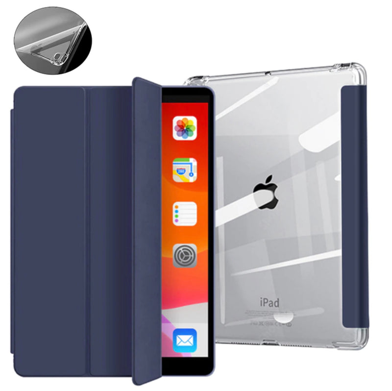 For iPad 9th Gen 10.2 inch 2021 Smart Leather Clear Folding Stand Case Cover