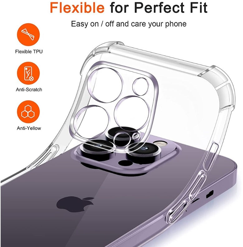 For iPhone 14 Pro Max Case Clear TPU Slim Light Shockproof Protective Cover