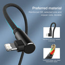 1M 2M 3M 90 Degree Fast Charger Lightning USB Charging & Data Sync Cable Lead For iPhone iPad 14 13 12 11