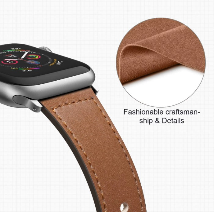 Genuine Leather Strap iWatch Band for Apple Watch Series 8 7 6 5 4 3 2 1 SE 40mm 44