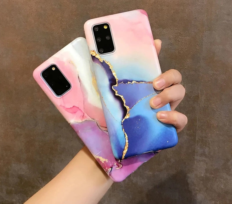 S20 S21U S10 S9 S8 Marble Silicone Shockproof Soft Slim Case Cover For Samsung