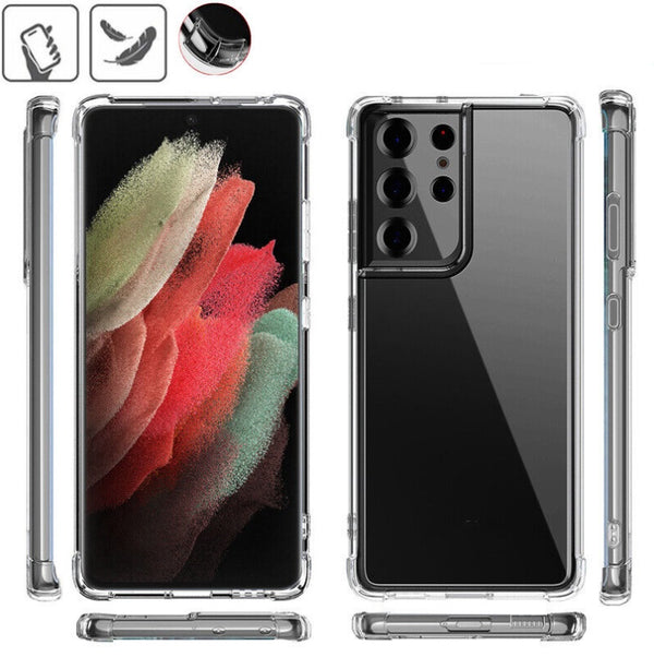 For Samsung Galaxy S21 S20 Ultra S10 S9 S8 Plus Clear Case Heavy Duty Cover