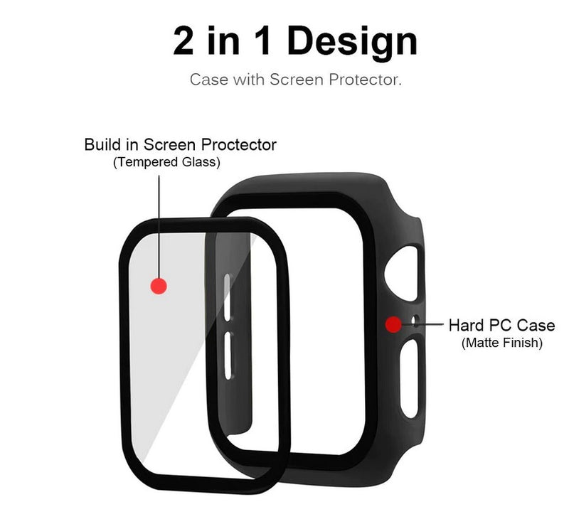 Apple Watch iWatch Series 8 7 Tempered Glass Screen Protector Case Full Cover 41mm 45mmm