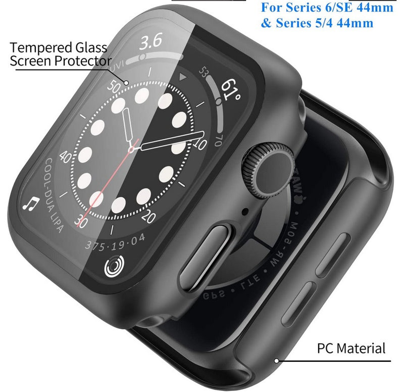 Apple Watch iWatch Series 5 Tempered Glass Screen Protector Case Full Cover 38 40 42 44mm