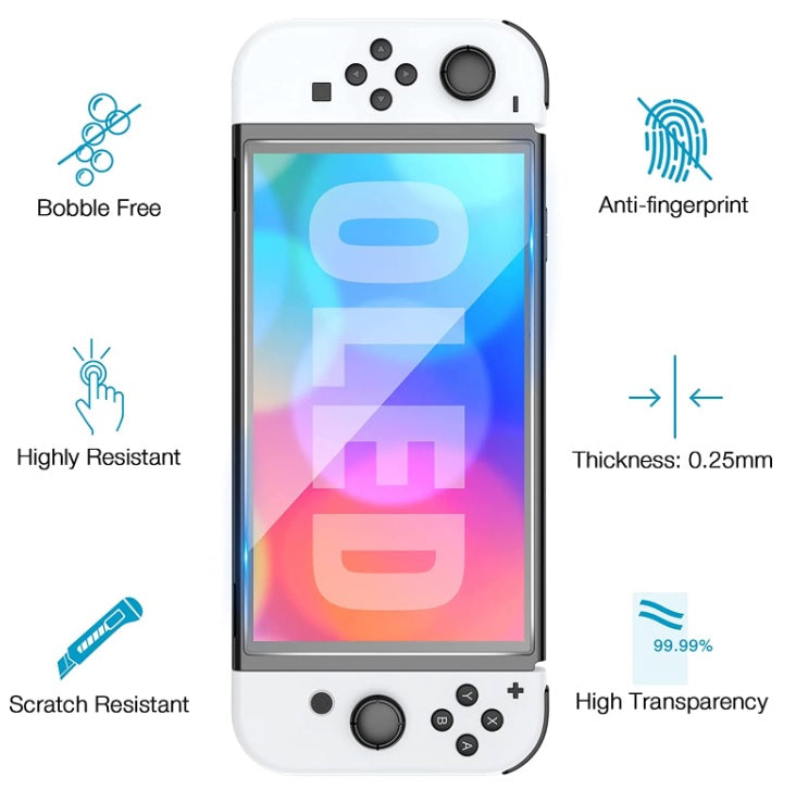 (2PCS) For Nintendo Switch Console OLED Model Tempered Glass Screen Protector 2021