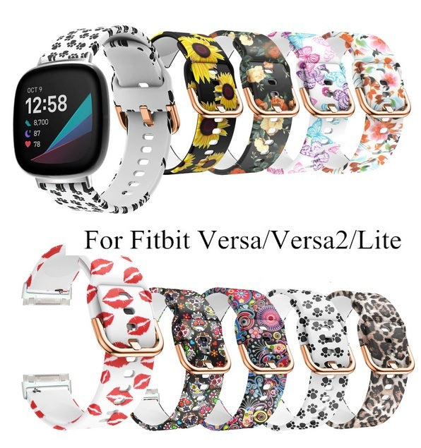 For Fitbit Versa /Versa 2 Printed Silicone Smart Watch Replacement Band Strap