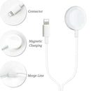2 in 1 iPhone & Apple Watch Magnetic Charger Charging Cable Compatible with Watch 7 6 SE 5 4 3 2 1 & iPhone